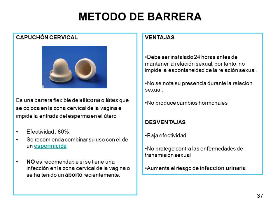 Contraindicaciones del diafragma cervical